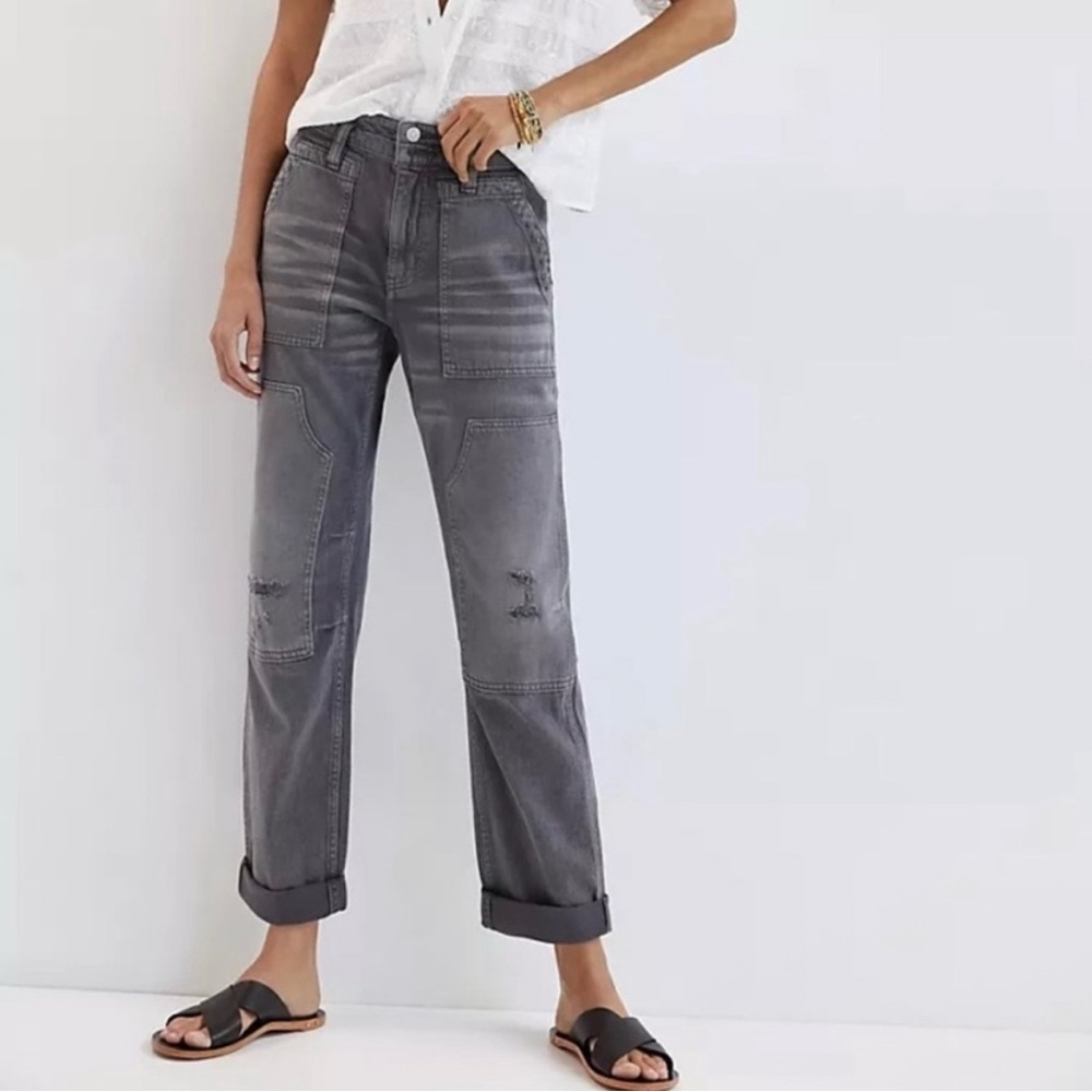 Anthro Pilcro & the Letterpress Gray The Wanderer Relaxed Jeans, Size 27